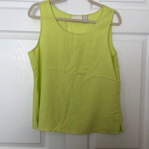 Chico’s lime green silk like tank top size 1 (L)